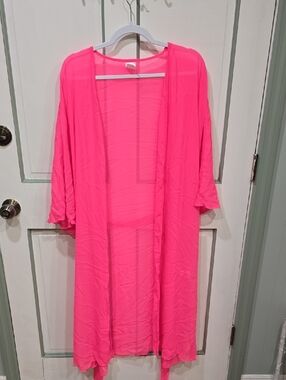 No Boundaries Neon Pink Sheer Duster Robe